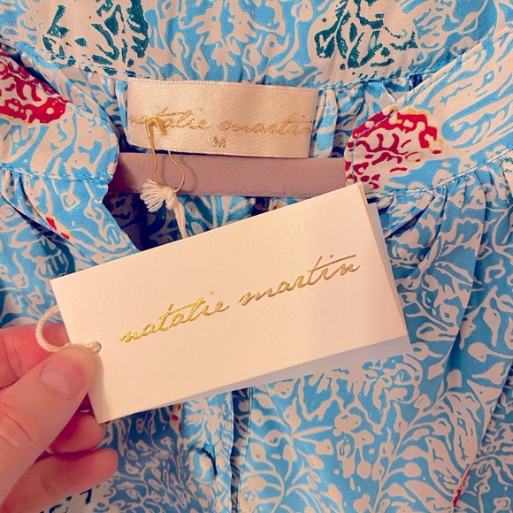 NWT— Sz M Natalie Martin Top with tie sleeves, bottom down, long sleeve. - Picture 3 of 3